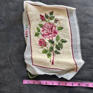 Vintage Handmade Floral Needlepoint